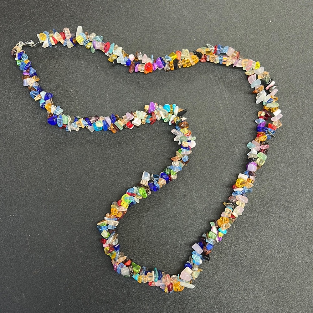 Long twisted sea glass beachy boho art necklace